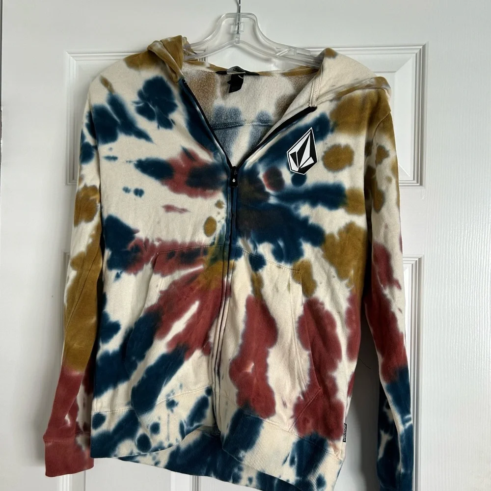Boys Volcolm Tie-Dye Zipped Hoodie Sweatshirt -Sz M (10) - Picture 1 of 6
